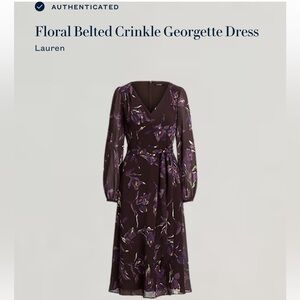 Lauren Ralph Lauren Dark Purple Floral Long Sleeve Dress